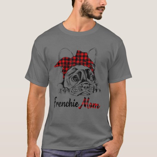 Womens Frenchie Mam Franse bullehond met rode stip T-shirt (Voorkant)