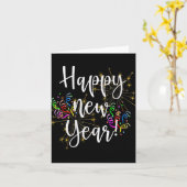 Womens Fun Happy New Year Day Eve Party Fireworks Kaart (Gele Bloem)