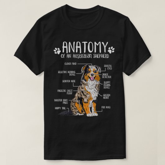 Womens Funny Anatomy Australian Shepherd Hondenlie T-shirt (Design voorkant)