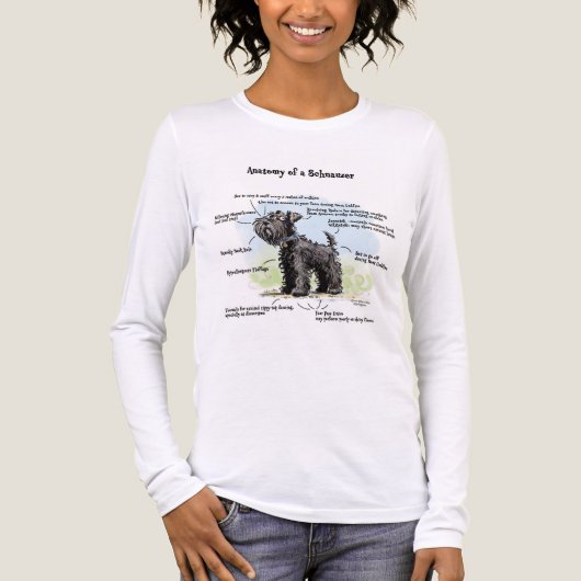 Women's Funny Anatomy of a Black Schnauzer T-Shirt (Voorkant volledig)