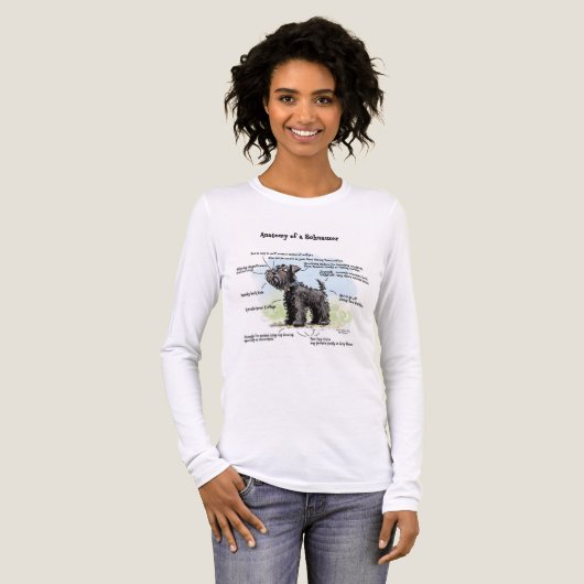 Women's Funny Anatomy of a Black Schnauzer T-Shirt (Voorkant)
