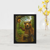 Womens Funny Bear Selfie Near Beehive Hiking Throu Kaart (Gele Bloem)