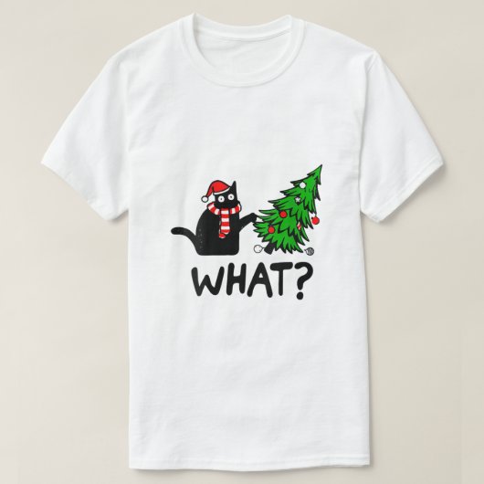 Womens Funny Black Cat Gift-kerstboom T-shirt (Design voorkant)