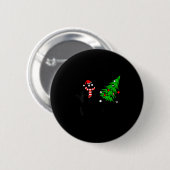 Womens Funny Black Cat Gift Pushing Christmas Tree Ronde Button 5,7 Cm (Voorkant /achterkant)