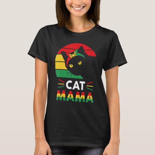 Womens Funny Cat Mama Black History Month Women Mo T-shirt (Voorkant)
