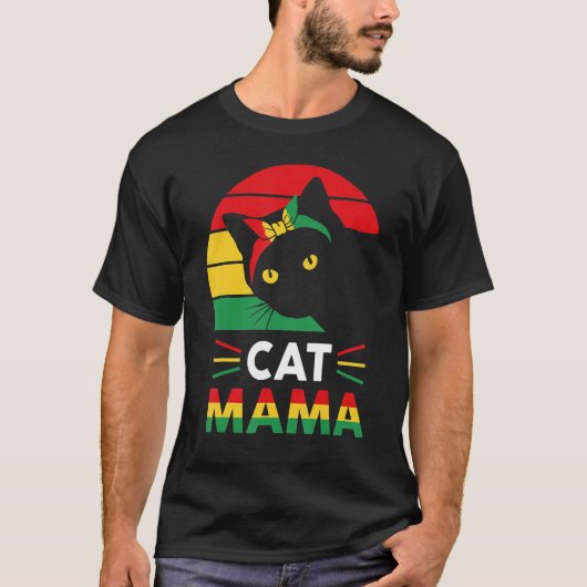 Womens Funny Cat Mama Black History Month Women Mo T-shirt (Voorkant)