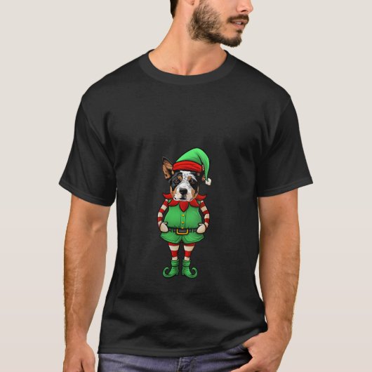 Womens Funny Christmas Elf Australian Cattle Dog B T-shirt (Voorkant)