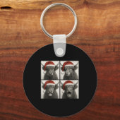 Womens Funny Christmas Highland Cow Santa Photo Bo Sleutelhanger (Voorkant)