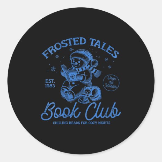 Womens Funny Christmas Snowman Frosted Tales Book  Ronde Sticker (Voorkant)