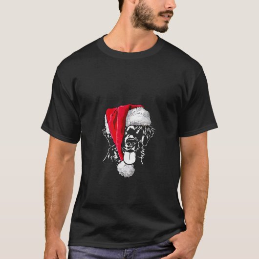 Womens Funny Flat Coated Retriever Santa Christmas T-shirt (Voorkant)