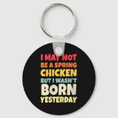 Womens Funny Getting Older Retro Spring Chicken Bi Sleutelhanger (Voorkant)