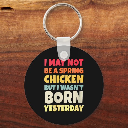 Womens Funny Getting Older Retro Spring Chicken Bi Sleutelhanger (Voorkant)