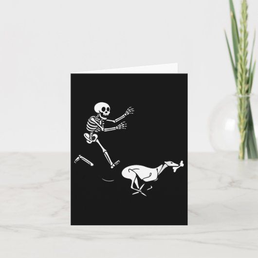Womens Funny Ghound Running Skeleton Halloween V-n Kaart (Voorkant)