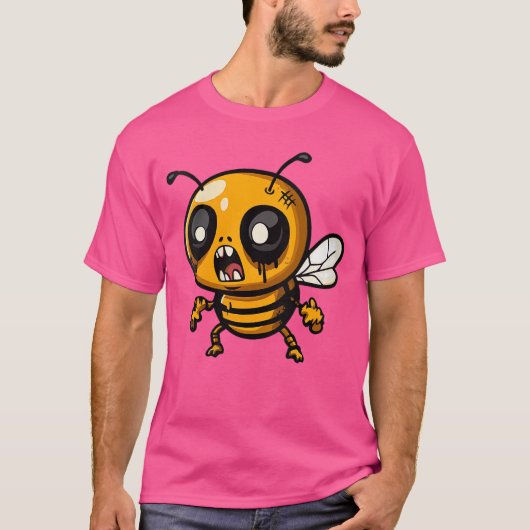 Womens Funny Halloween Honey Bee Zombie Comic VNec T-shirt (Voorkant)