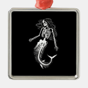 Womens Funny Halloween Mermaid Skeleton Gift Cool Metalen Ornament