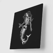 Womens Funny Halloween Mermaid Skeleton Gift Cool Vierkante Klok (Hoek)