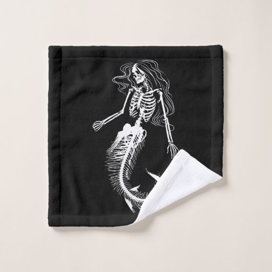 Womens Funny Halloween Mermaid Skeleton Gift Cool Washandje (Wasdoekje)