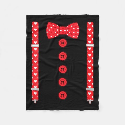 Women's Funny Hearts Bow Tie Suspenders Valentine' Fleece Deken (Voorkant)