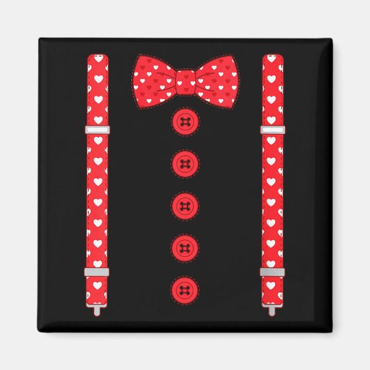 Women's Funny Hearts Bow Tie Suspenders Valentine' Magneet (Voorkant)