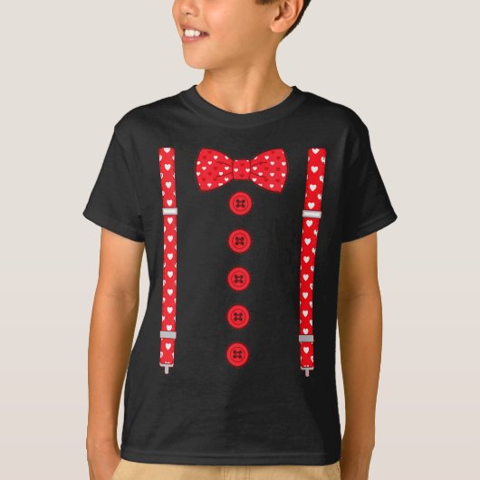 Women's Funny Hearts Bow Tie Suspenders Valentine' T-shirt (Voorkant)