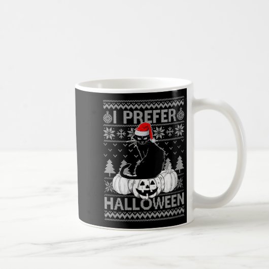 Womens Funny I Prefer Halloween Black Cat Ugly Chr Koffiemok (Rechts)