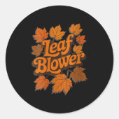 Womens Funny Leaf Blower Fall Autumn Costume Match Ronde Sticker (Voorkant)