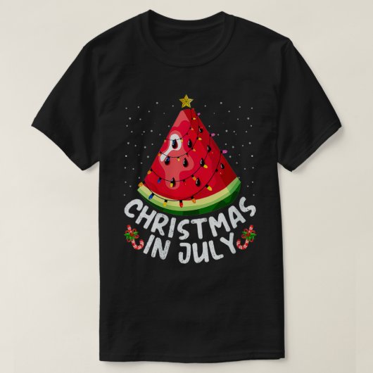 Womens Funny Lighting Watermeloen Xmas Tree Summer T-shirt (Design voorkant)