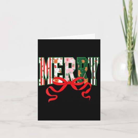 Womens Funny Merry Christmas Crew 2025 Coquette Fa Kaart (Voorkant)