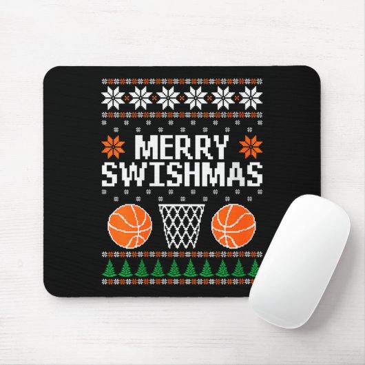 Womens Funny Merry Swishmas Xmas Basketball Ugly C Muismat (Met muis)