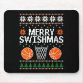 Womens Funny Merry Swishmas Xmas Basketball Ugly C Muismat (Voorkant)
