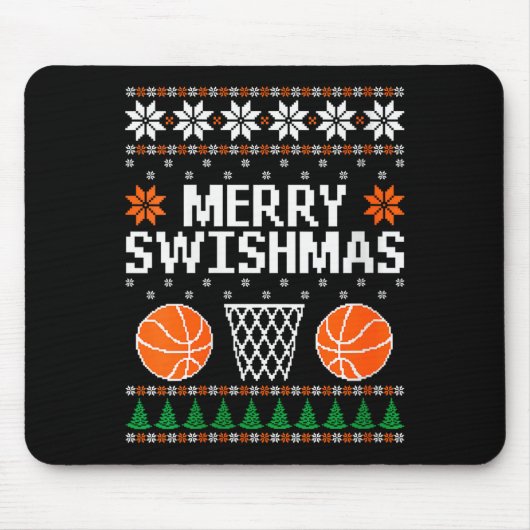 Womens Funny Merry Swishmas Xmas Basketball Ugly C Muismat (Voorkant)
