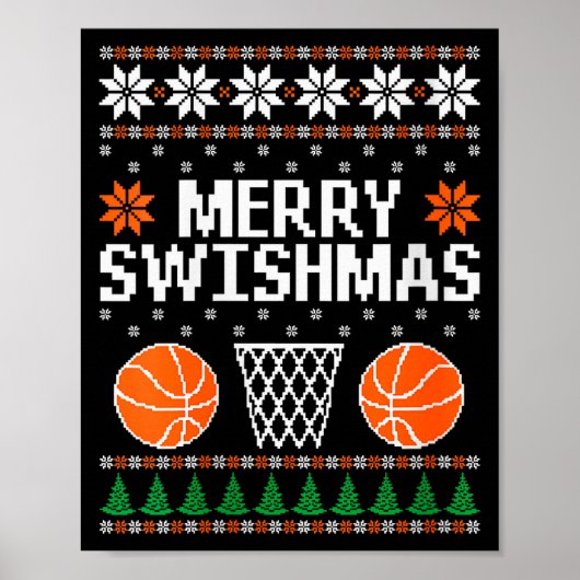 Womens Funny Merry Swishmas Xmas Basketball Ugly C Poster (Voorkant)