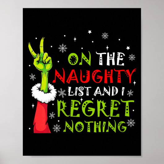 Womens Funny On The List Of Naughty And I Regret N Poster (Voorkant)