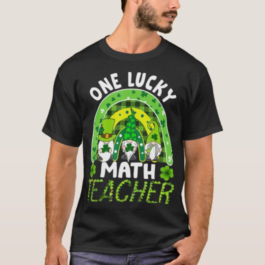 Womens Funny One Lucky Wiskunde Teacher Rainbow St T-shirt (Voorkant)
