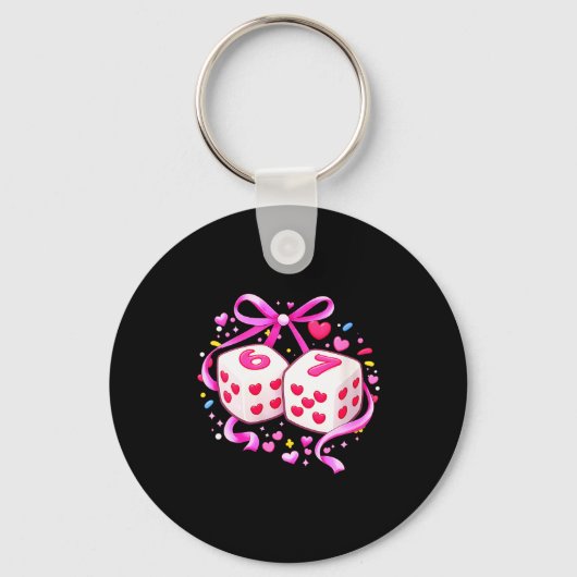 Women's Funny Preppy 67 Valentine Six Seven Dice 6 Sleutelhanger (Voorkant)