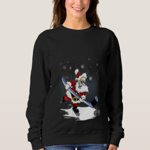 Womens Funny Santa Claus Kerst T-shirt IJshockey