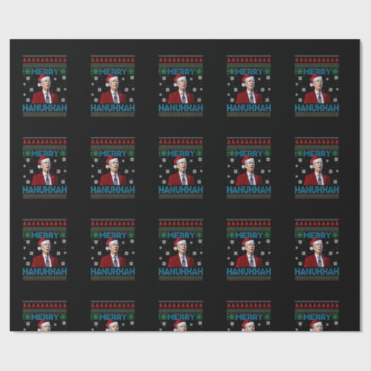 Womens Funny Santa Joe Biden Merry Hanukkah Ugly C Cadeaupapier (Vlak)