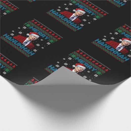 Womens Funny Santa Joe Biden Merry Hanukkah Ugly C Cadeaupapier (Hoek)