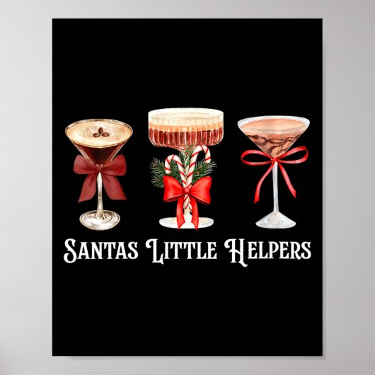 Womens Funny Santa's Little Helper Martini Tail Me Poster (Voorkant)