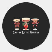 Womens Funny Santa's Little Helper Martini Tail Me Ronde Sticker (Voorkant)