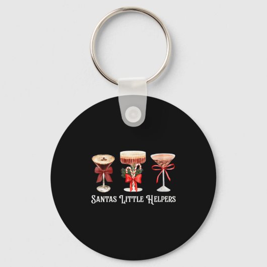 Womens Funny Santa's Little Helper Martini Tail Me Sleutelhanger (Voorkant)