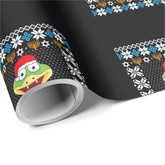 Womens Funny UGLY Hanukkah Kerstmis Pajama Snake Cadeaupapier (Rol Hoek)