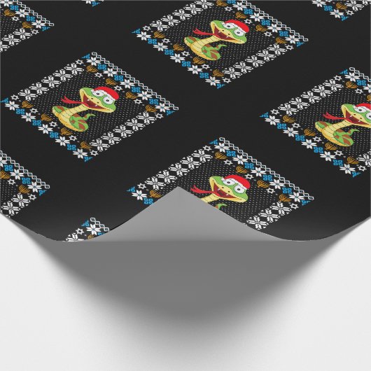 Womens Funny UGLY Hanukkah Kerstmis Pajama Snake Cadeaupapier (Hoek)