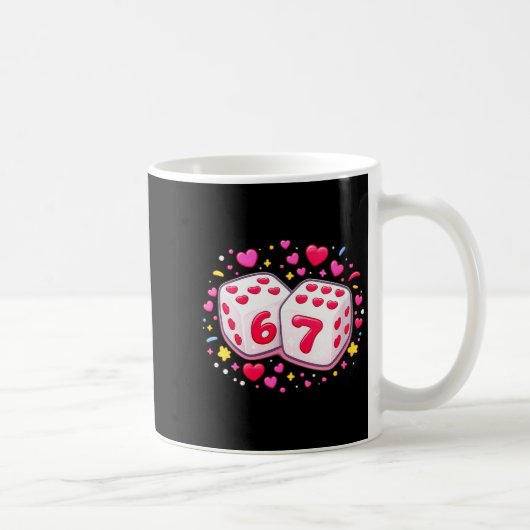 Women's Funny Valentines Day Shirt Cute Dice 67 Me Koffiemok (Rechts)