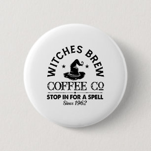 Womens Funny Witch Pet Witches Brew Coffee Hwe Ronde Button 5,7 Cm