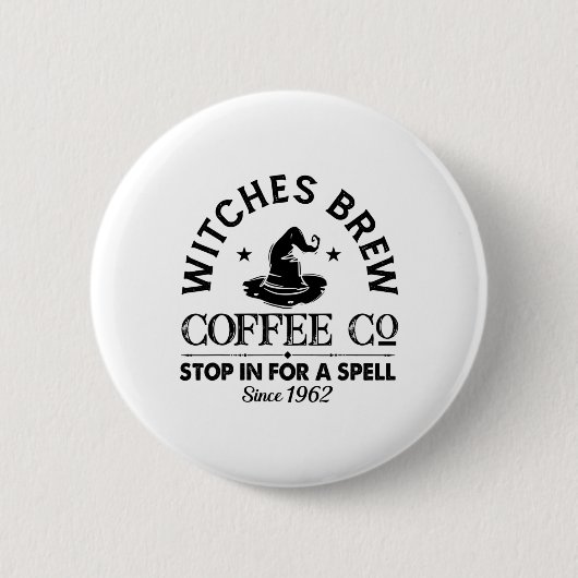Womens Funny Witch Pet Witches Brew Coffee Hwe Ronde Button 5,7 Cm (Voorkant)