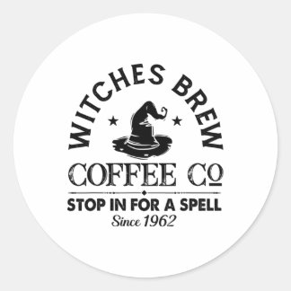 Womens Funny Witch Pet Witches Brew Coffee Hwe Ronde Sticker