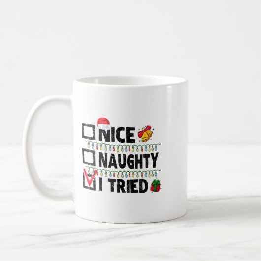 Womens Funny Xmas Nice Naughty I Tried Christmas L Koffiemok (Links)