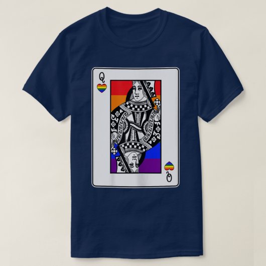 Womens Gay Pride Queen of Hearts LGBT-Q Cool Rainb T-shirt (Design voorkant)
