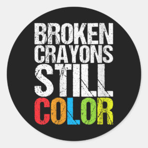 Womens gebroken krayons nog steeds kleur geestelij ronde sticker